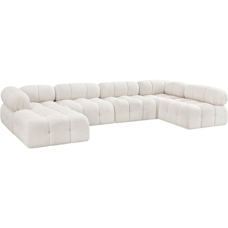 Meridian Furniture Ames Cream Boucle Fabric Modular Sectional