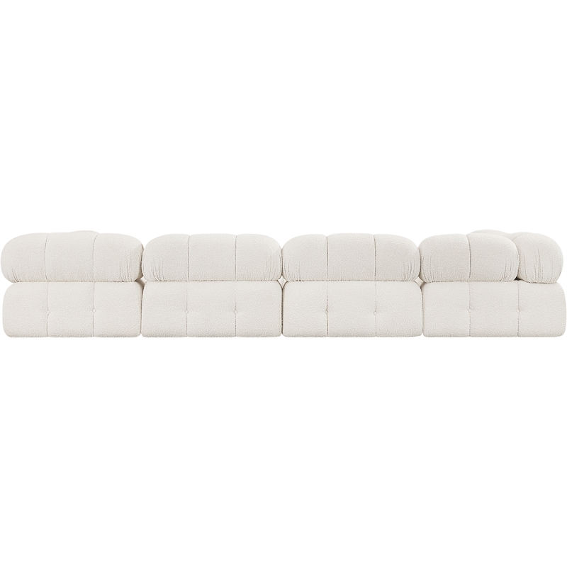 meridian furniture ames cream boucle fabric modular sectional