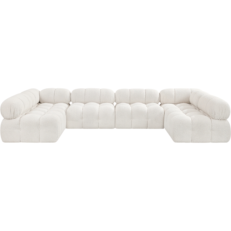 meridian furniture ames cream boucle fabric modular sectional