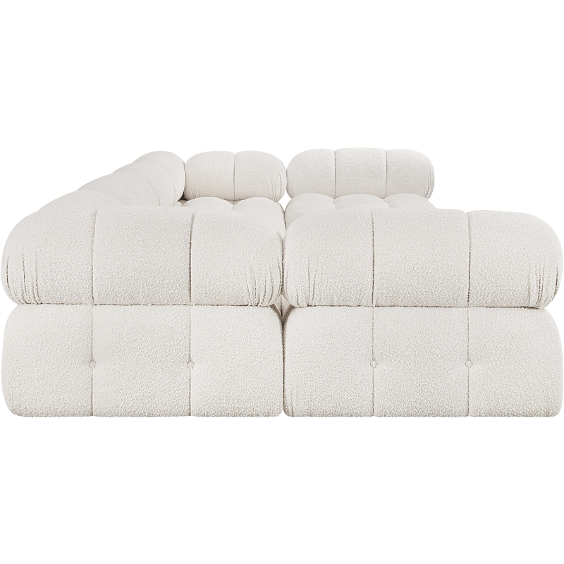 meridian furniture ames cream boucle fabric modular sectional