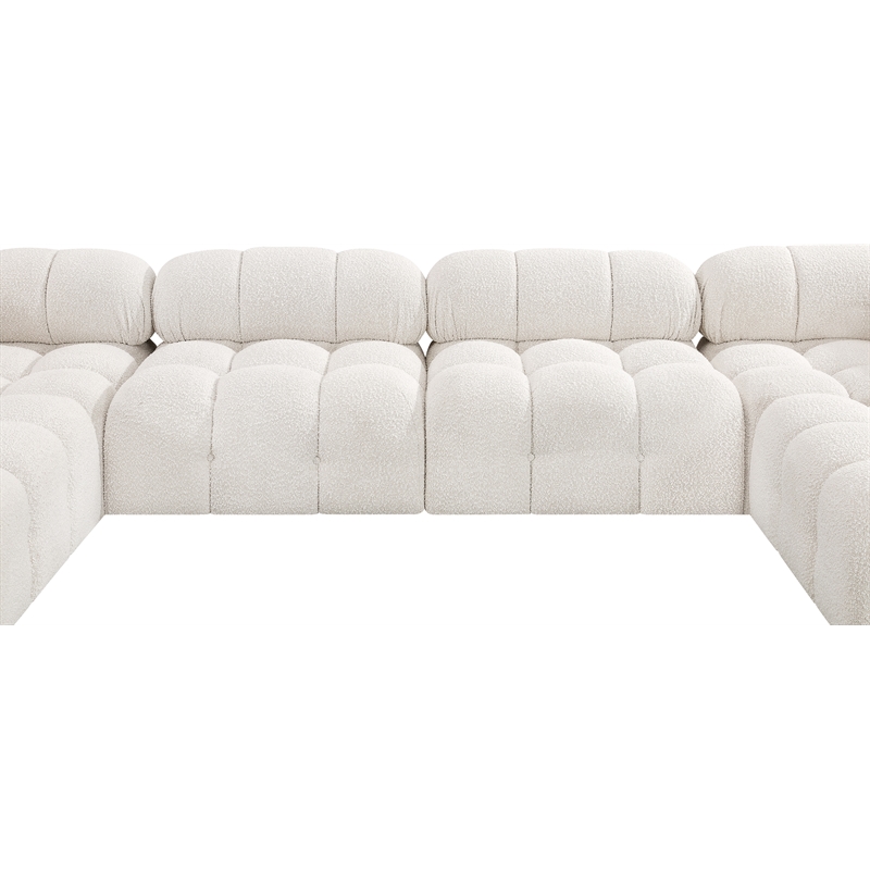 meridian furniture ames cream boucle fabric modular sectional