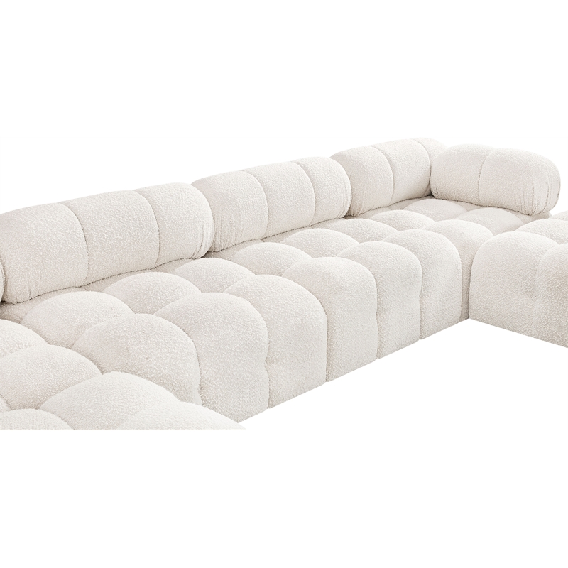 Meridian Furniture Ames Cream Boucle Fabric Modular Sectional