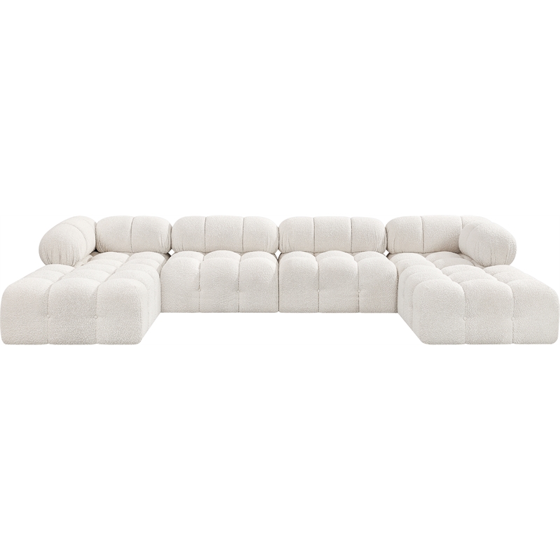 Meridian Furniture Ames Cream Boucle Fabric Modular Sectional