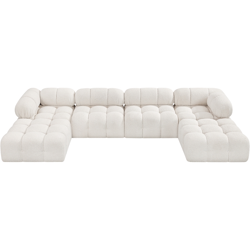 Meridian Furniture Ames Cream Boucle Fabric Modular Sectional
