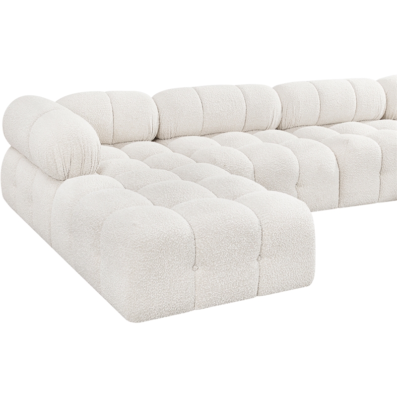 Meridian Furniture Ames Cream Boucle Fabric Modular Sectional