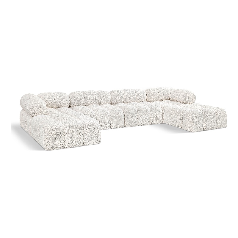Meridian Furniture Ames Cream Boucle Fabric Modular Sectional