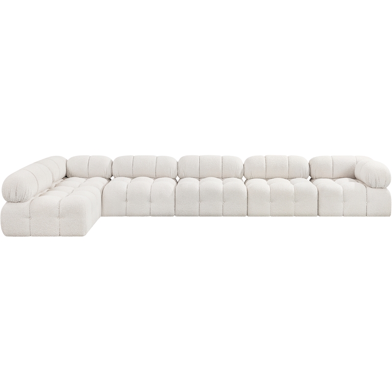 Meridian Furniture Ames Cream Boucle Fabric Modular Sectional