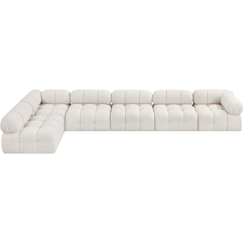 Meridian Furniture Ames Cream Boucle Fabric Modular Sectional
