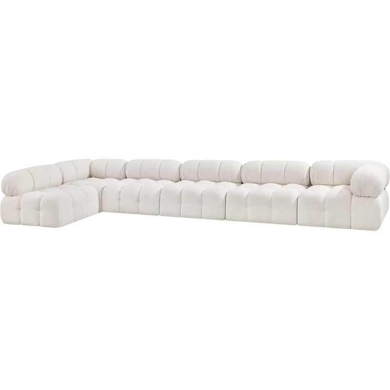 Meridian Furniture Ames Cream Boucle Fabric Modular Sectional