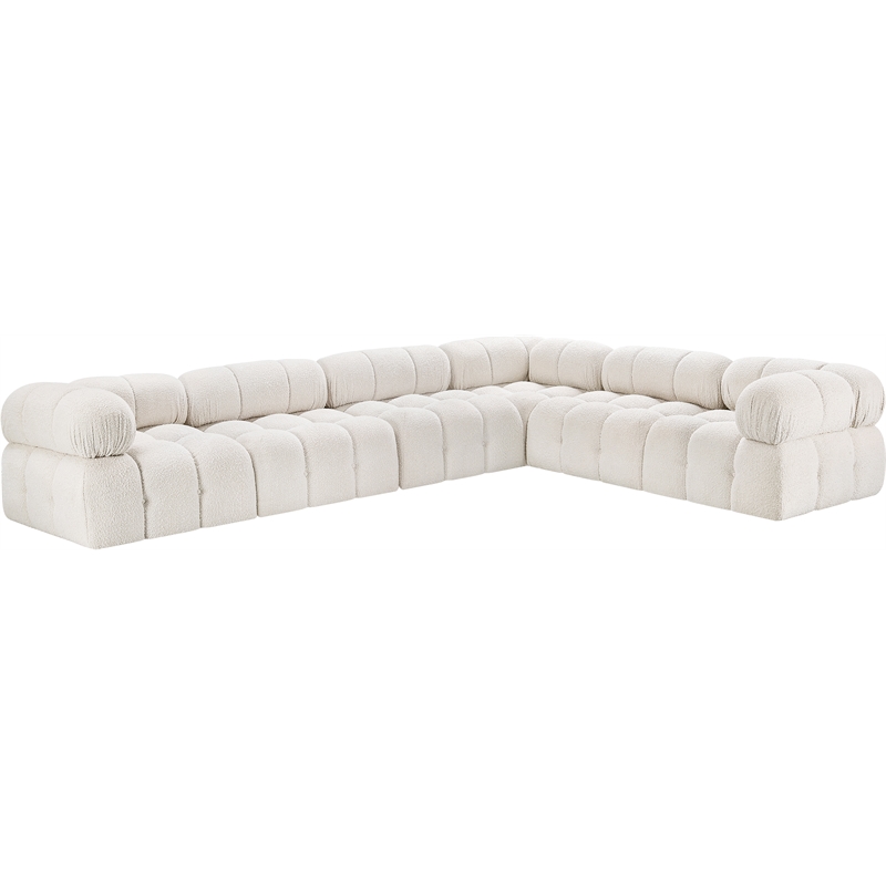 Meridian Furniture Ames Cream Boucle Fabric Modular Sectional
