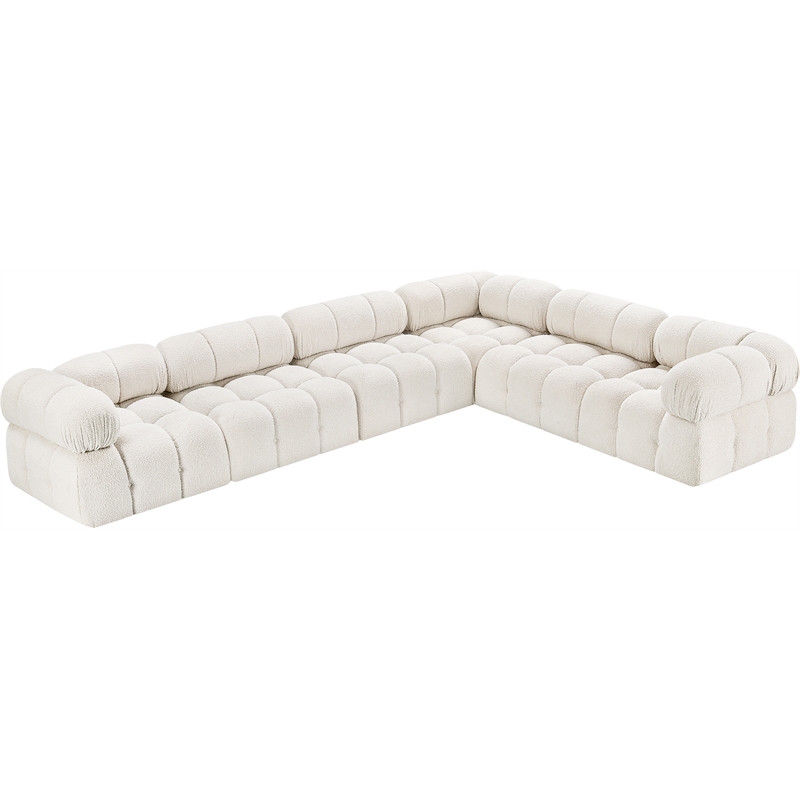 Meridian Furniture Ames Cream Boucle Fabric Modular Sectional