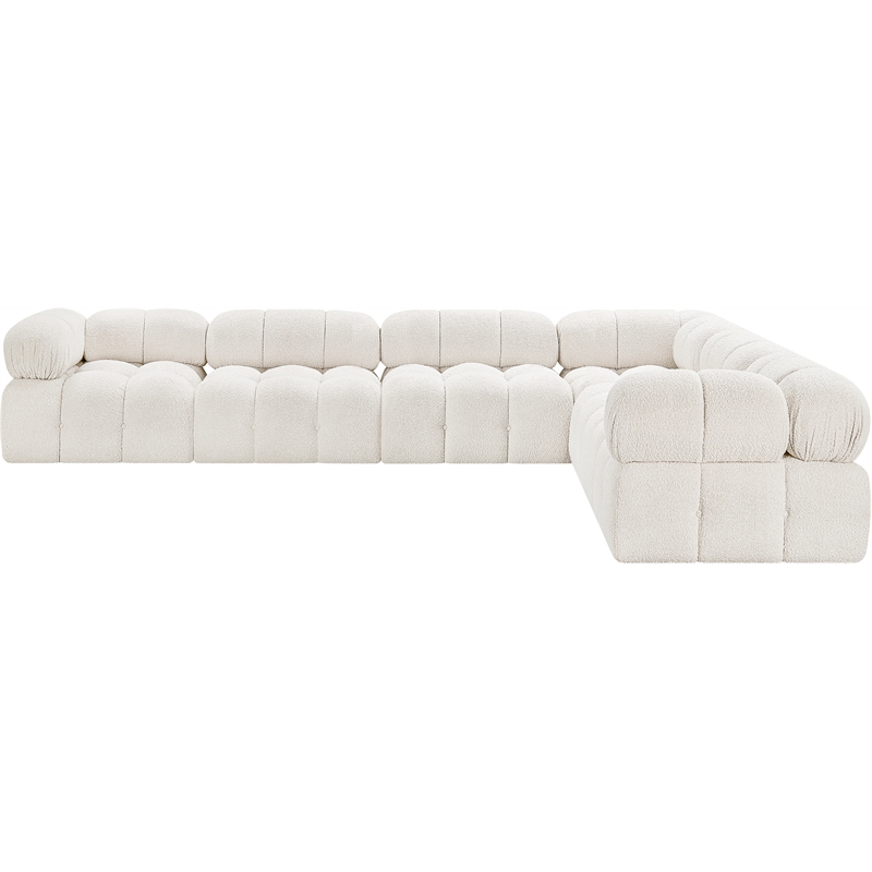 Meridian Furniture Ames Cream Boucle Fabric Modular Sectional