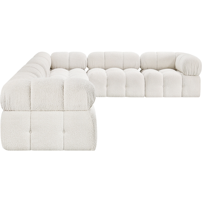 Meridian Furniture Ames Cream Boucle Fabric Modular Sectional