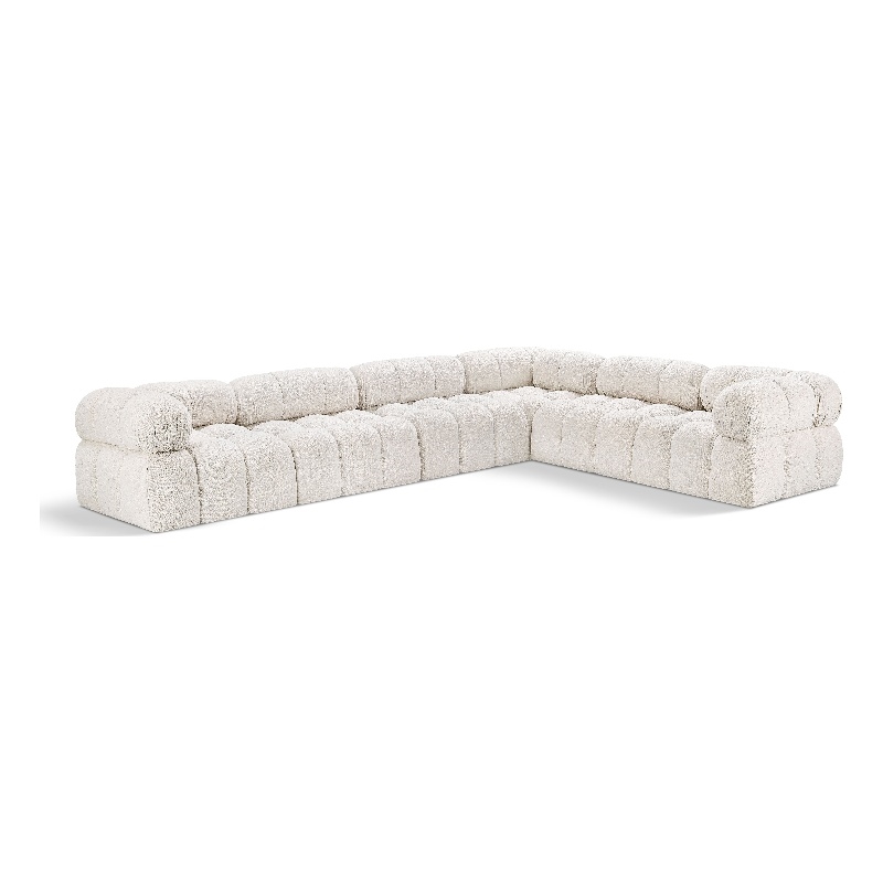 Meridian Furniture Ames Cream Boucle Fabric Modular Sectional