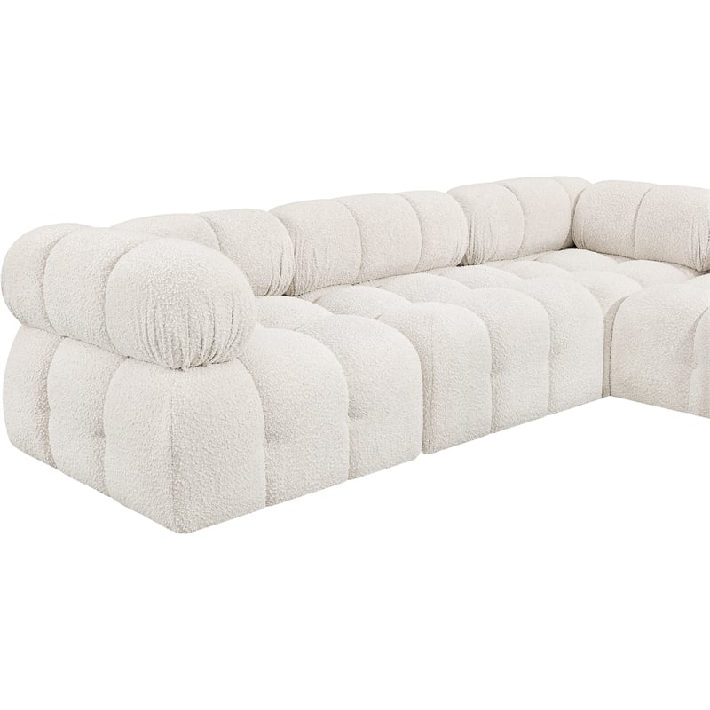 Meridian Furniture Ames Cream Boucle Fabric Modular Sectional