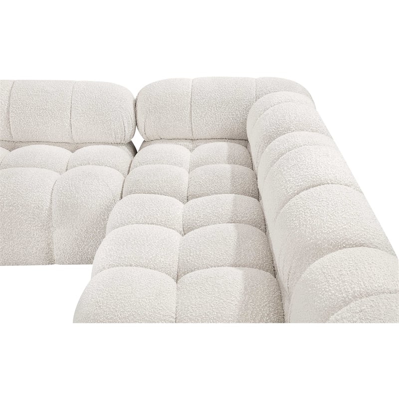 Meridian Furniture Ames Cream Boucle Fabric Modular Sectional