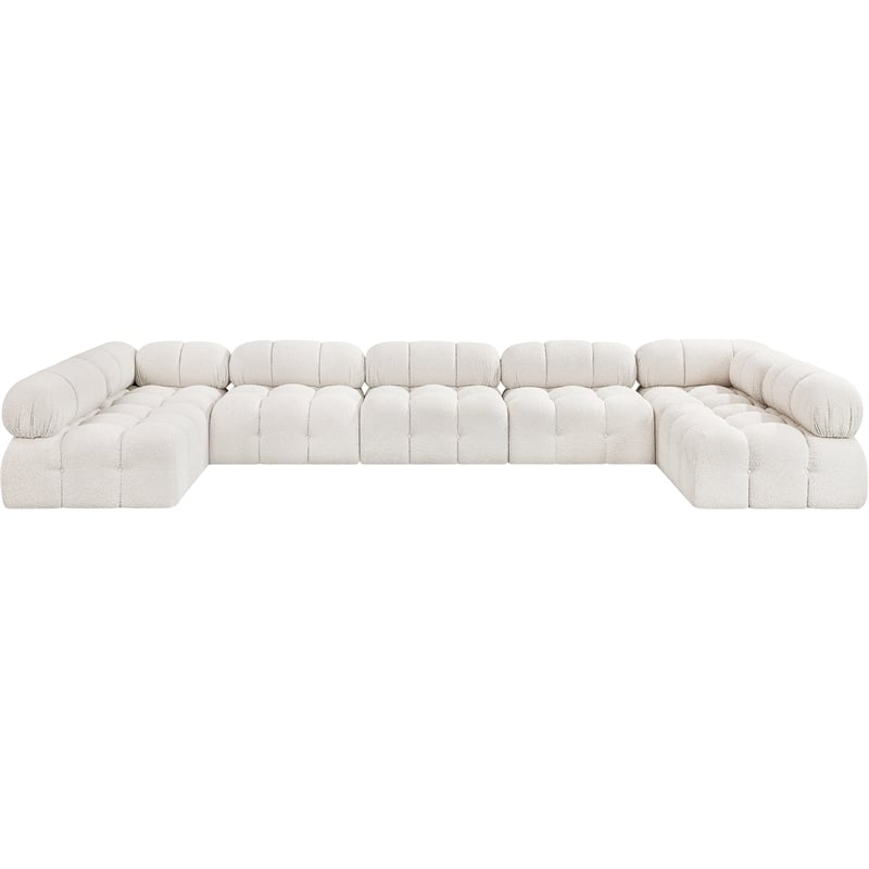 Meridian Furniture Ames Cream Boucle Fabric Modular Sectional