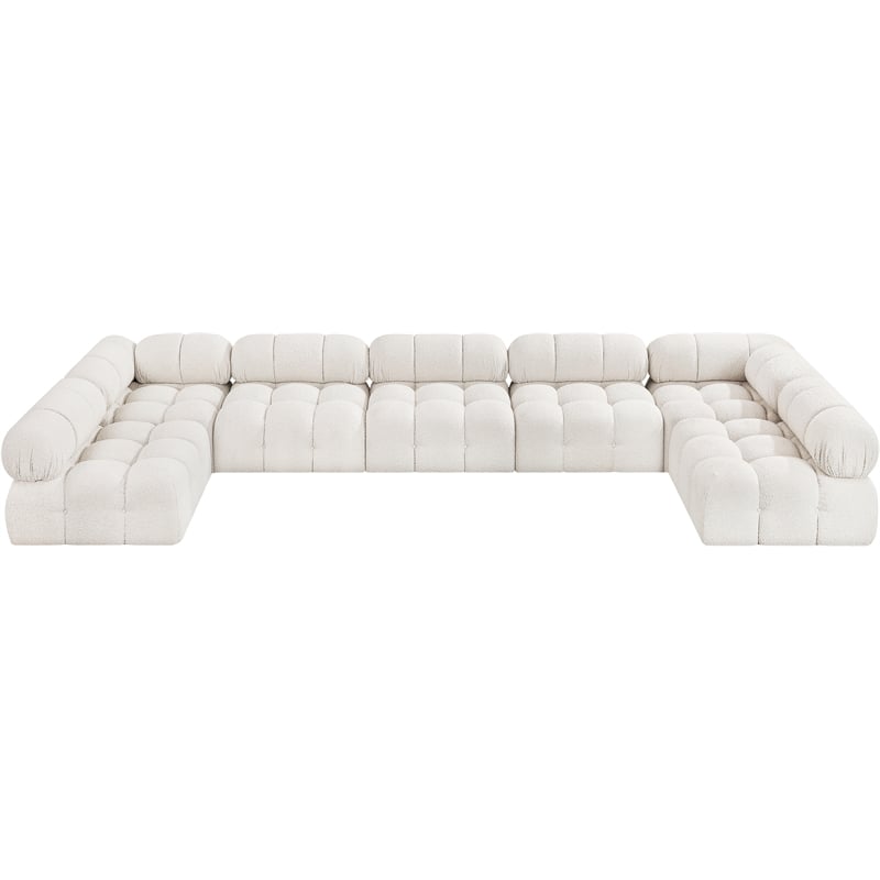 Meridian Furniture Ames Cream Boucle Fabric Modular Sectional