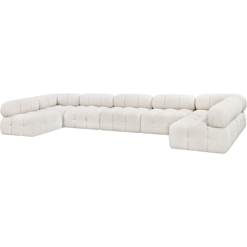 Meridian Furniture Ames Cream Boucle Fabric Modular Sectional