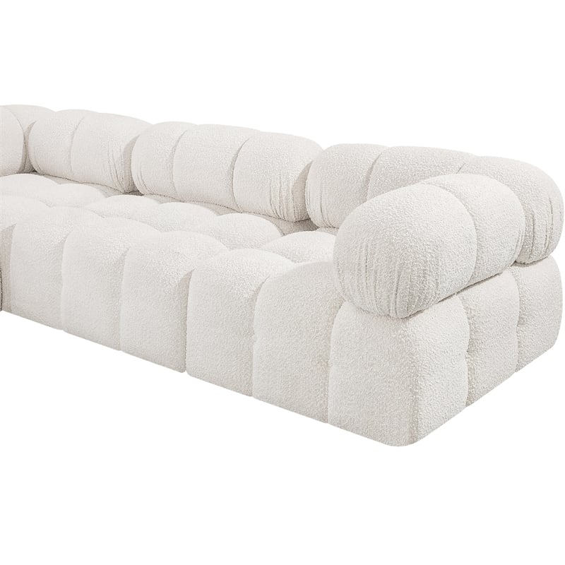 Meridian Furniture Ames Cream Boucle Fabric Modular Sectional