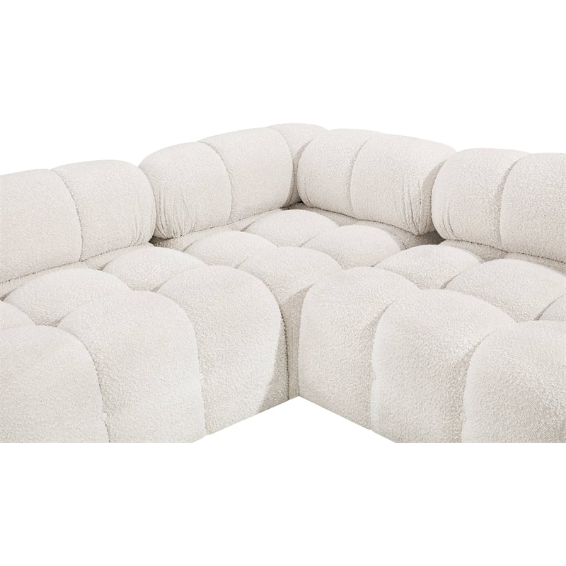 Meridian Furniture Ames Cream Boucle Fabric Modular Sectional