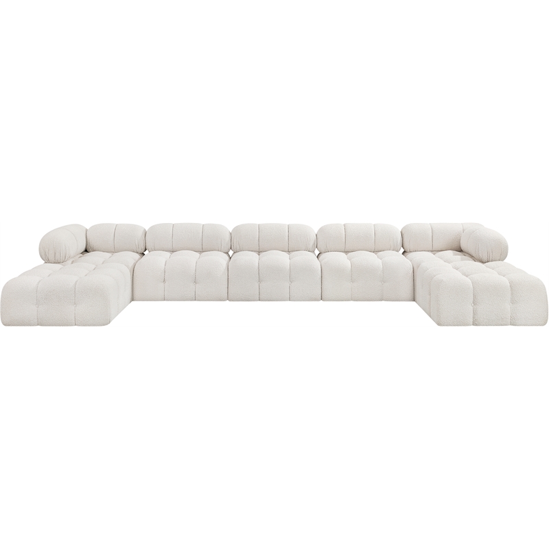 Meridian Furniture Ames Cream Boucle Fabric Modular Sectional