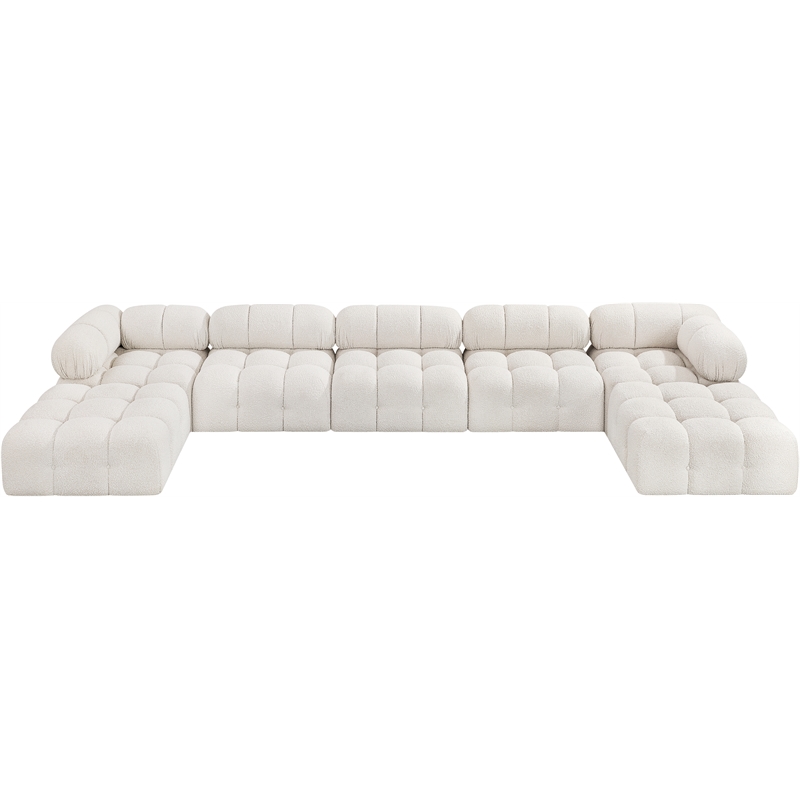Meridian Furniture Ames Cream Boucle Fabric Modular Sectional