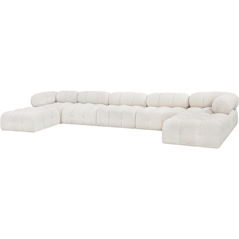 Meridian Furniture Ames Cream Boucle Fabric Modular Sectional