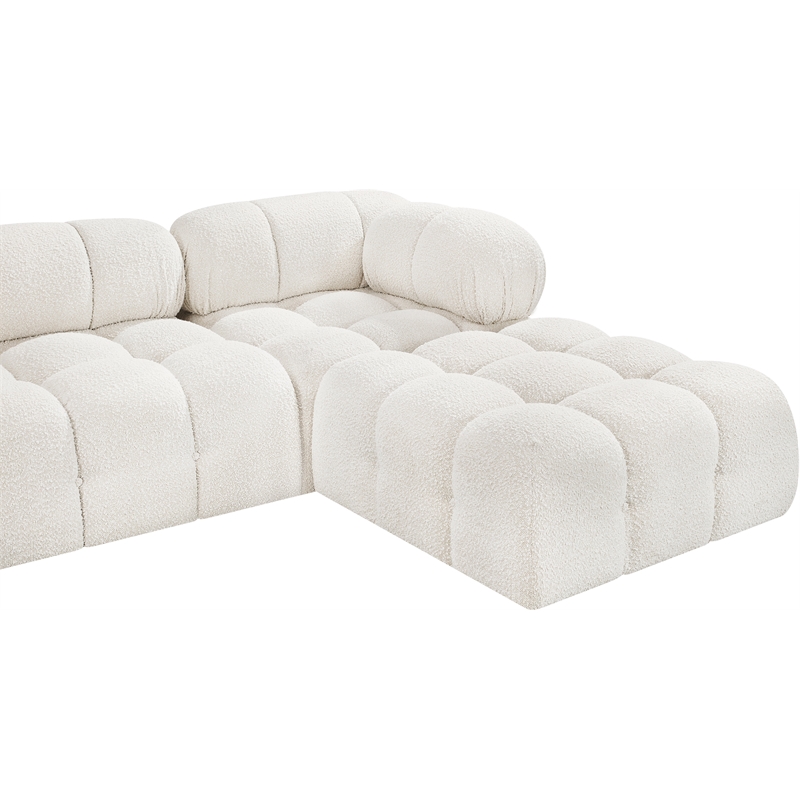 Meridian Furniture Ames Cream Boucle Fabric Modular Sectional