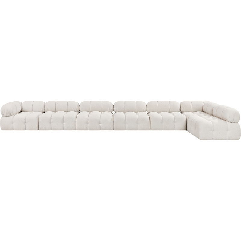 Meridian Furniture Ames Cream Boucle Fabric Modular Sectional