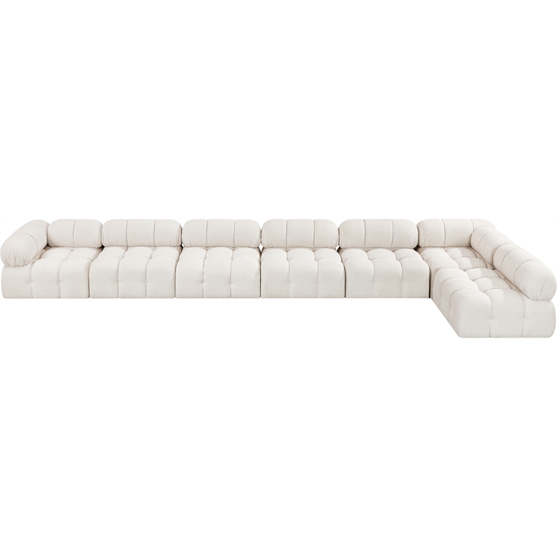 Meridian Furniture Ames Cream Boucle Fabric Modular Sectional