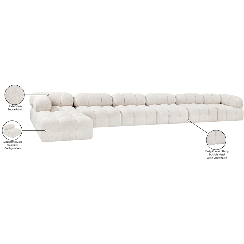 Meridian Furniture Ames Cream Boucle Fabric Modular Sectional