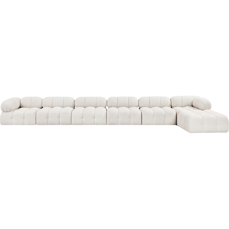 Meridian Furniture Ames Cream Boucle Fabric Modular Sectional