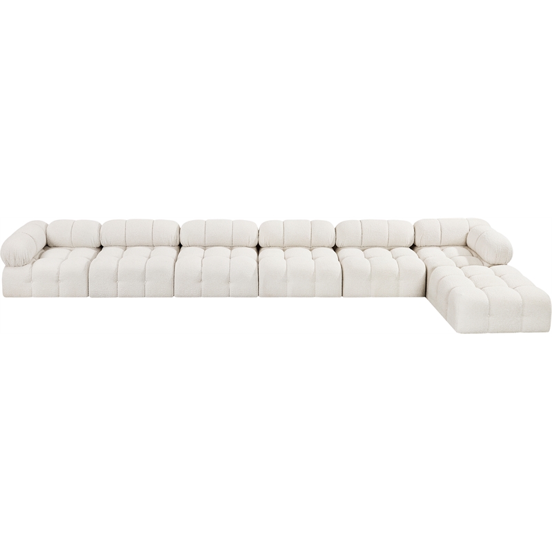 Meridian Furniture Ames Cream Boucle Fabric Modular Sectional
