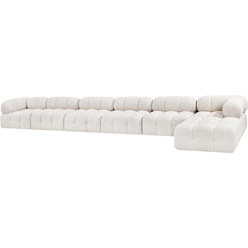Meridian Furniture Ames Cream Boucle Fabric Modular Sectional
