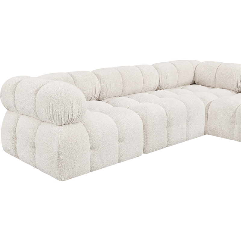 Meridian Furniture Ames Cream Boucle Fabric Modular Sectional