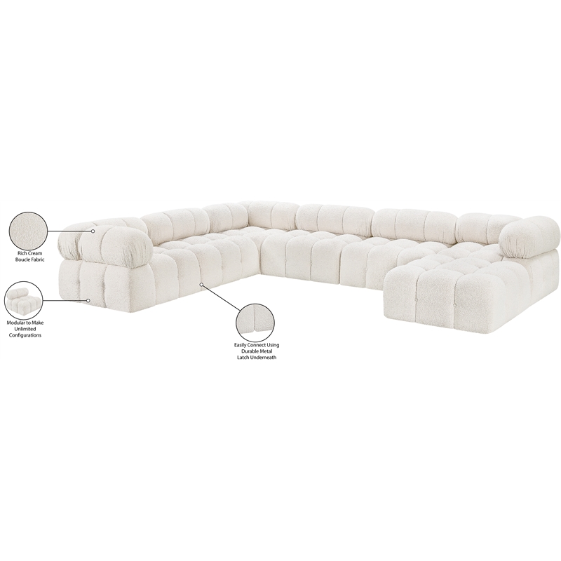 Meridian Furniture Ames Cream Boucle Fabric Modular Sectional