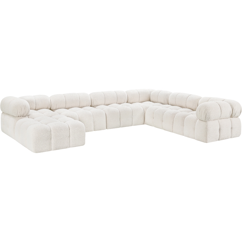 Meridian Furniture Ames Cream Boucle Fabric Modular Sectional
