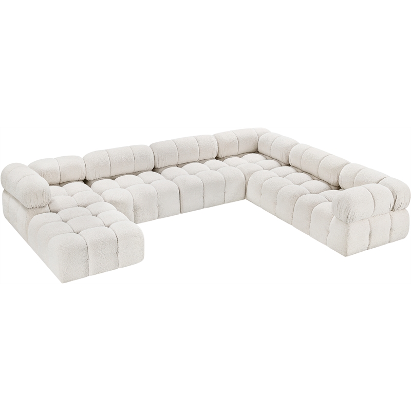 Meridian Furniture Ames Cream Boucle Fabric Modular Sectional