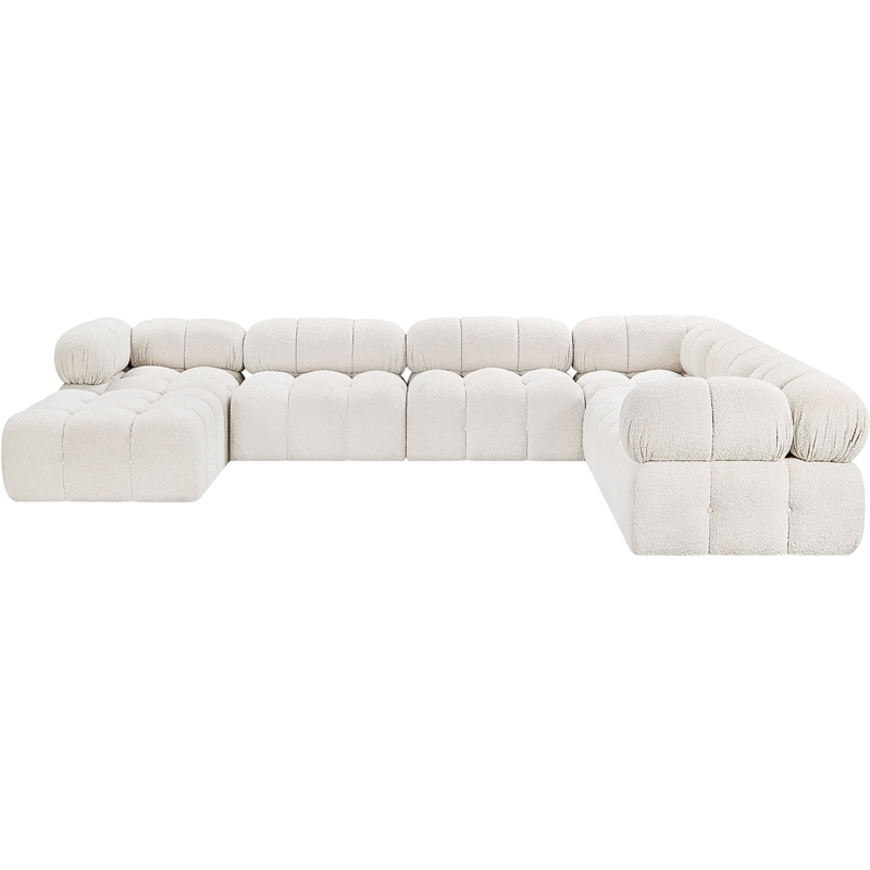 Meridian Furniture Ames Cream Boucle Fabric Modular Sectional