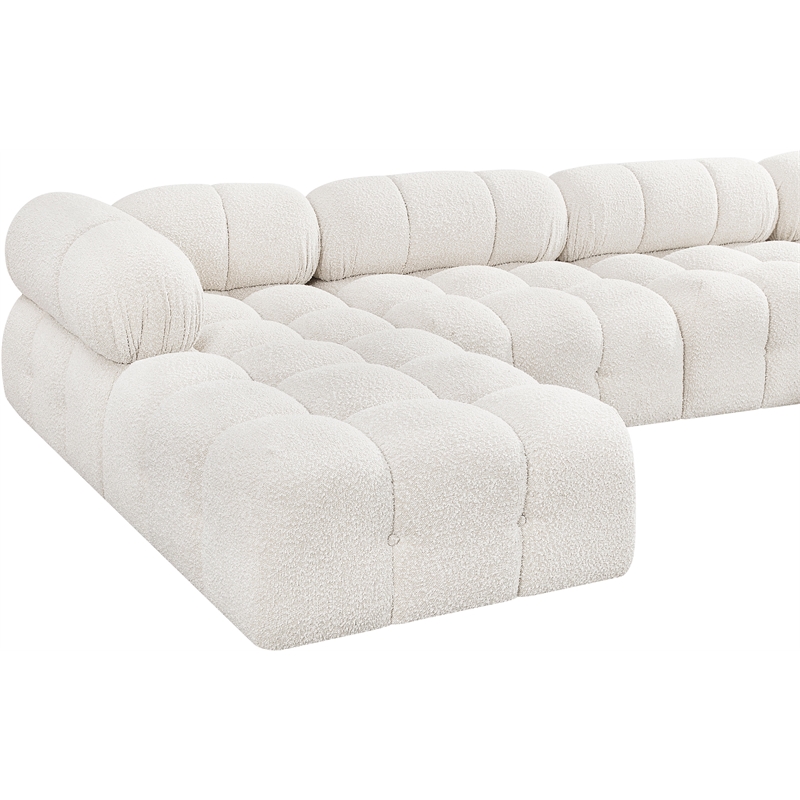 Meridian Furniture Ames Cream Boucle Fabric Modular Sectional