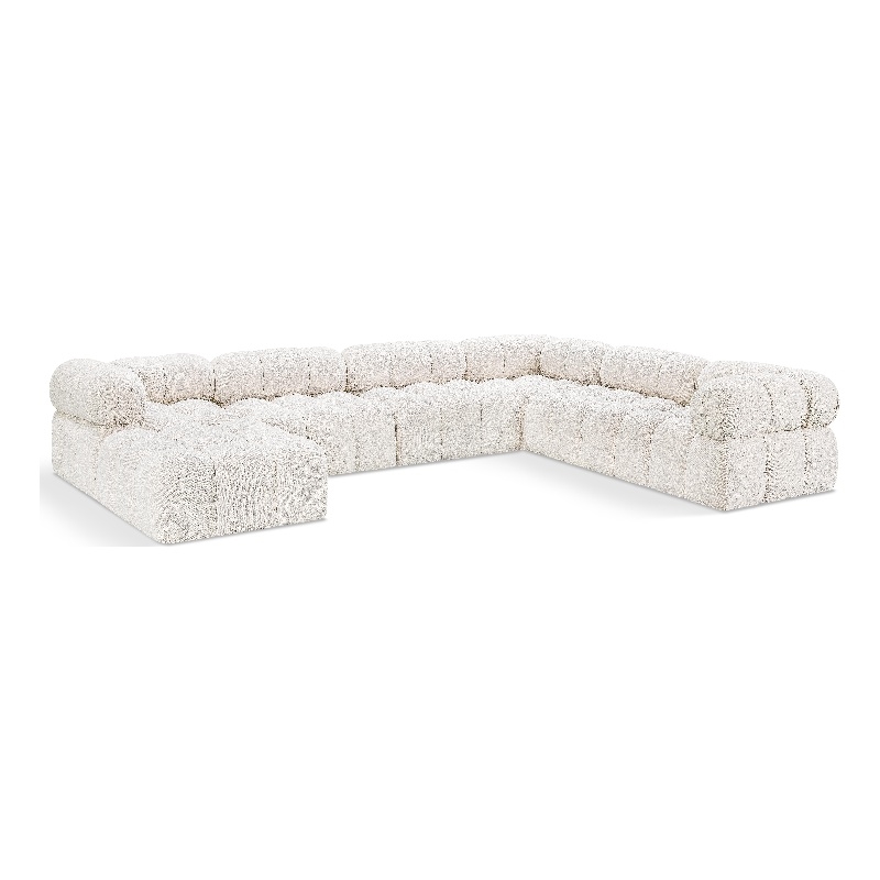 Meridian Furniture Ames Cream Boucle Fabric Modular Sectional