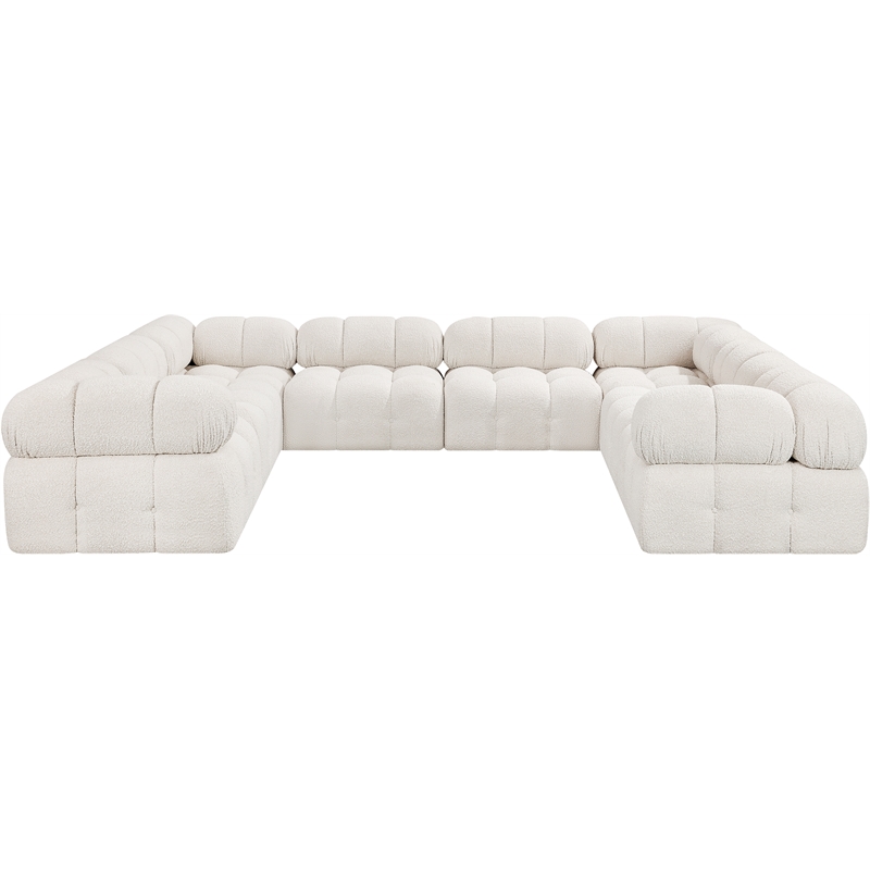 Meridian Furniture Ames Cream Boucle Fabric Modular Sectional