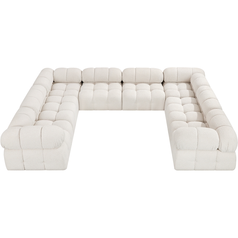 Meridian Furniture Ames Cream Boucle Fabric Modular Sectional