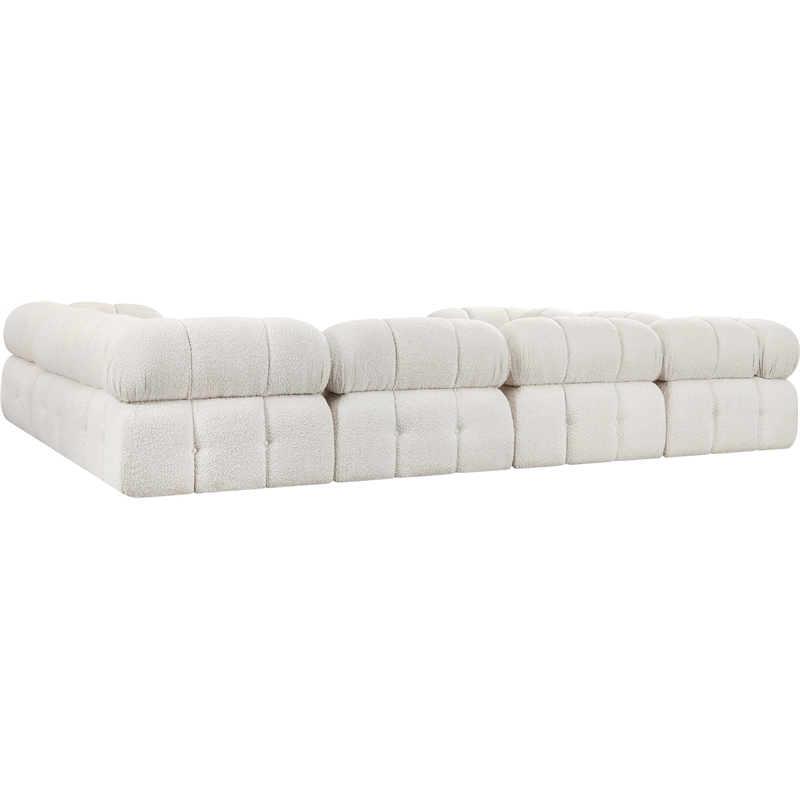 Meridian Furniture Ames Cream Boucle Fabric Modular Sectional