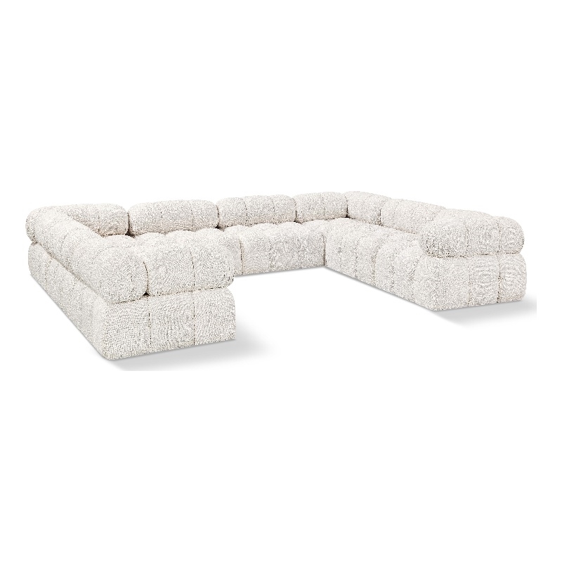 Meridian Furniture Ames Cream Boucle Fabric Modular Sectional