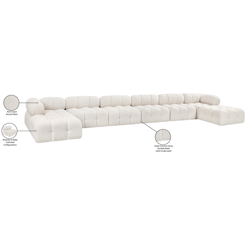 Meridian Furniture Ames Cream Boucle Fabric Modular Sectional