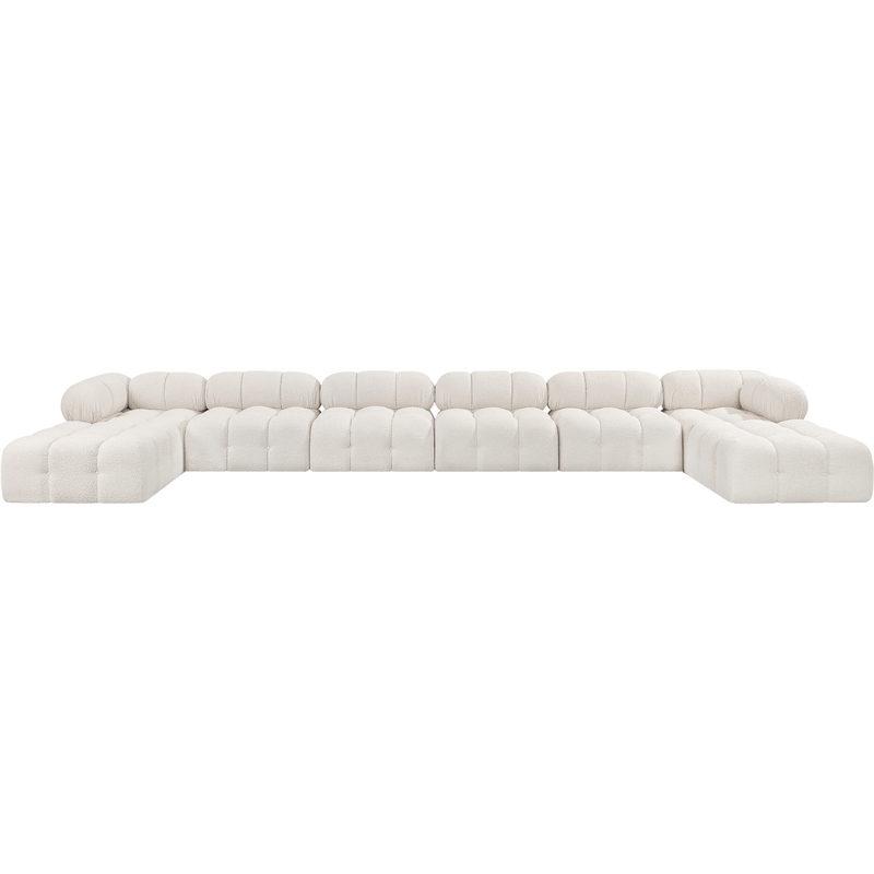 Meridian Furniture Ames Cream Boucle Fabric Modular Sectional