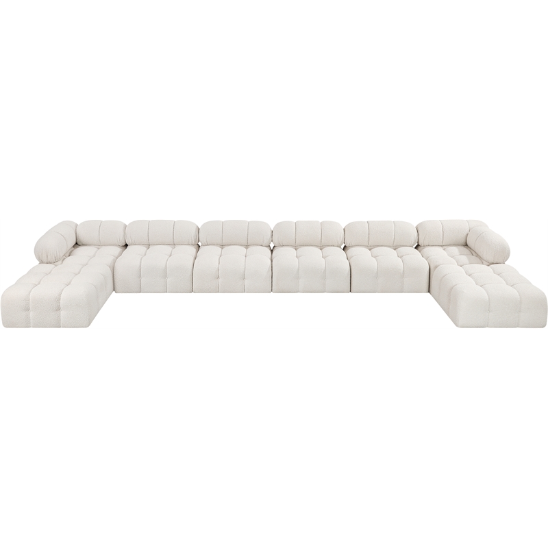 Meridian Furniture Ames Cream Boucle Fabric Modular Sectional