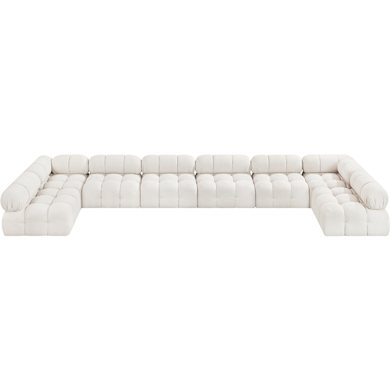 Meridian Furniture Ames Cream Boucle Fabric Modular Sectional